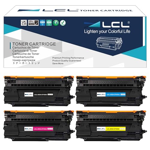 LCL 655A Toner kompatibel für HP CF450A CF451A CF452A CF453A 655A für HP Color Laserjet Enterprise Flow MFP M681f M681z M682z Color Laserjet Enterprise M652dn M652n M653dh M653dn M653x (4Pack) von LCL