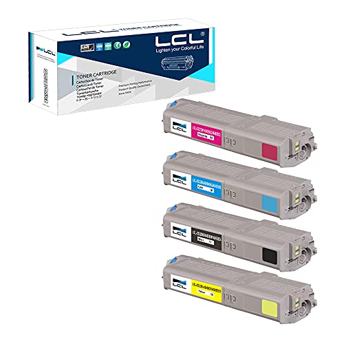 LCL C542 Schwarz Toner kompatibel für Oki C532 C542 MC563 MC573 kompatibel für Oki Farblaserdrucker C532dn C542dn MC563dn MC573dn (Schwarz Cyan Magenta Gelb, 4-Pack) von LCL