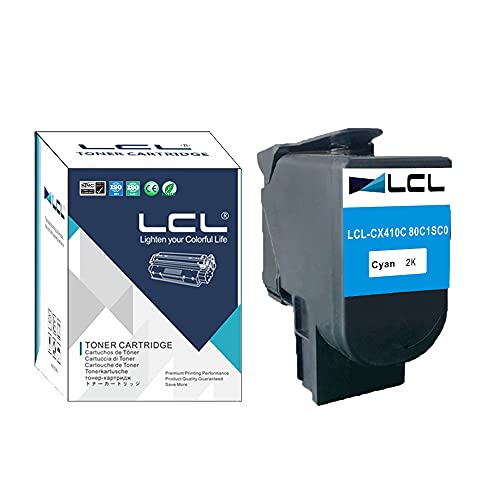 LCL Kompatibel Toner 2000Seiten 80C2HC0 80C20C0 80C2SCE 80C20CE 802HC 802CE 802SCE CX310 CX410 CX510 2K (1 Cyan) Ersatz für Lexmark cx310 cx310dn CX310N cx410 cx410de cx410e cx410dte von LCL
