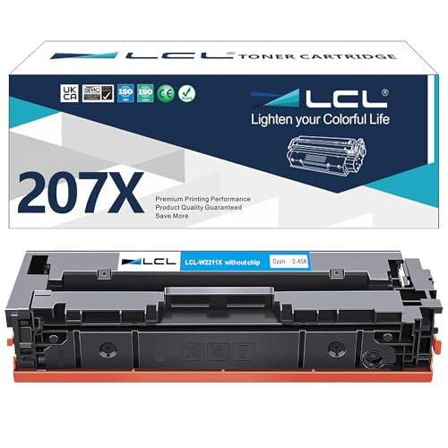LCL Kompatibel Toner 207A 207X W2211A W2211X OhneCHIP Ersatz für HP Color Laserjet Pro M255dw MFP M282nw M283cdw M283fdw Printer M283fdn M255nw (Cyan) von LCL