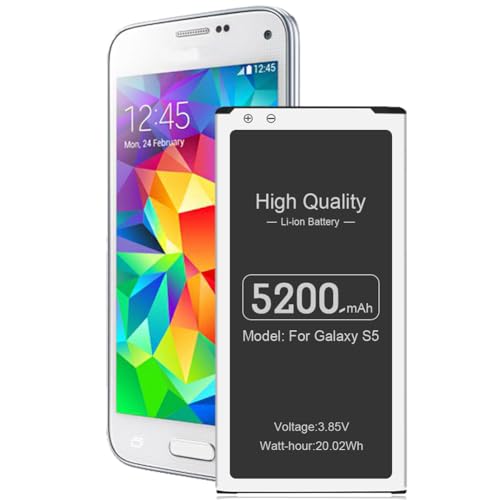 [5200mAh] Akku für Samsung Galaxy S5, (2024 Neues Upgrade) Verbessert Ersatzakku mit Hohe Kapazität für Samsung Galaxy S5/ S5 Neo SM-G900F EB-BG900BBE, EB-BG903BBE Handy Akku von LCLEBM