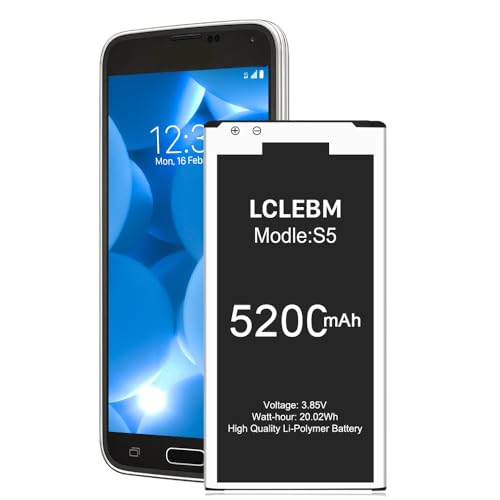 5200mAh Akku für Samsung Galaxy S5, LCLEBM S5 Akku Neuer 0-Zyklus Ersatz Kompatibel Mit Galaxy Samsung S5 G900A G900P G900V G900T G900F G900H G900R4 I9600 mit Höherer Kapazität von LCLEBM