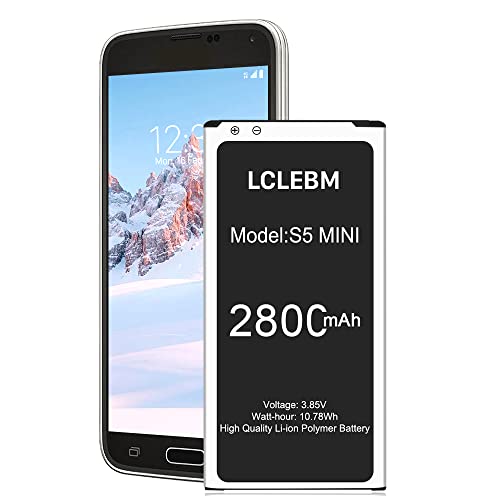 LCLEBM Galaxy S5 Mini Akku, 2800mAh Lithium-Ionen Polymer Akku mit hoher Kapazität für Samsung S5 Mini Kompatibel mit Galaxy S5 Mini EB-BG800BBE, SM-G800F, SM-G800H von LCLEBM