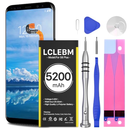 LCLEBM Galaxy S8 Plus Akku [5200mAh] S8 Plus Akku Ersatz für Samsung Galaxy S8 Plus G955 G955V G955A G955T G955P G955F S8 Plus Akku Ersatz mit neuen Ersatz-Kits von LCLEBM