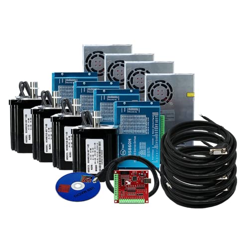 12N Set 4 Kit CNC NEMA34 Motor mit geschlossenem Regelkreis 86HSE 6A Hybrid Nema 34 HBS86 und 400 W DC Netzteil + 4-Achsen-USB-MACH3-Schnittstellenkarte+RS232 von LCRHLCNC