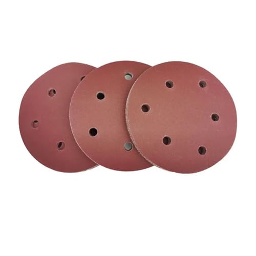 Schleifblätter Schleifscheiben 100 Stück 5 Zoll 6-Loch 125mm Runde Schleifpapierscheibe Schleifscheibe Körnung 60-1200 Klettband(100 Grit 100pcs) von LCUVIMPEX