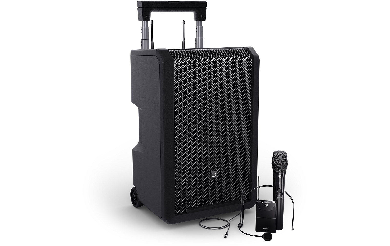 LD Systems ANNY® 10 HBH 2 B6 - 10" Mobiler Bluetooth® PA-Lautsprecher mit Akku, Mixer, 1x Funkmikrofon und 1x Headset-Mikrofon (inkl. Taschensender) von LD Systems