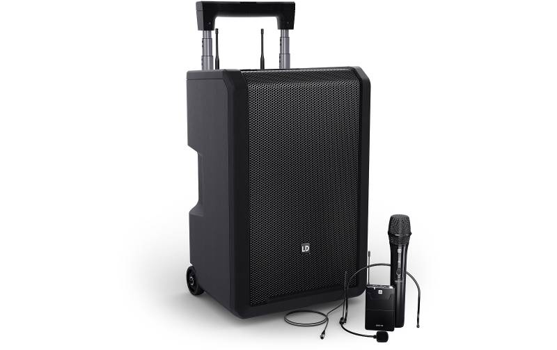 LD Systems ANNY® 10 HBH 2 B6 - 10" Mobiler Bluetooth® PA-Lautsprecher mit Akku, Mixer, 1x Funkmikrofon und 1x Headset-Mikrofon (inkl. Taschensender) von LD Systems