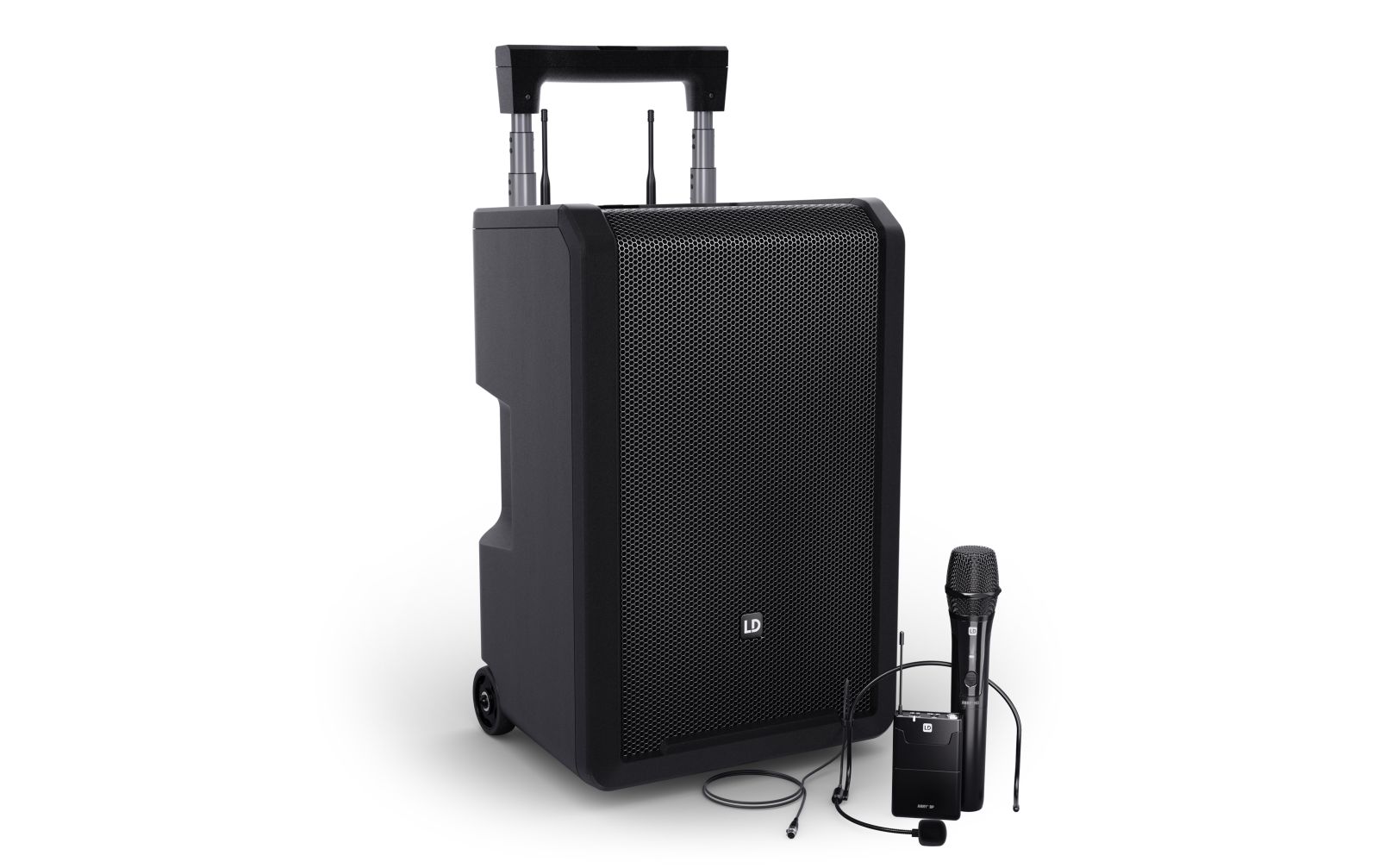 LD Systems ANNY® 10 HBH 2 B8 - 10" Mobiler Bluetooth® PA-Lautsprecher mit Akku, Mixer, 1x Funkmikrofon und 1x Headset-Mikrofon (inkl. Taschensender) von LD Systems