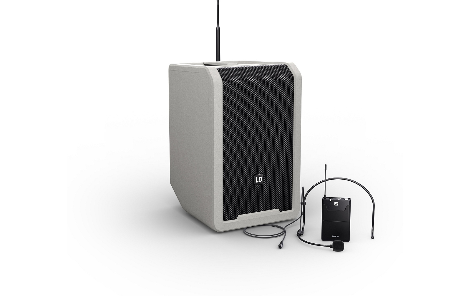 LD Systems ANNY 8 BPH B8 G Tragbarer Bluetooth PA-Lautsprecher mit Akku, Mixer und 1x Headset-Mikrofon (inkl. Taschensender), Urban Grey von LD Systems