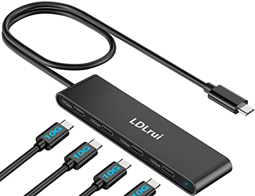 10Gbps USB C 3.2 Hub,4 Ports USB C zu USB C Hub Multiport Adapter Dongle mit 0.6M Kabel,USB C Splitter Expansion Hub für MacBook Air/Pro,Mac Mini,ipad Pro,Dell Xps，iPhone 15 Pro/Pro Max von LDLrui