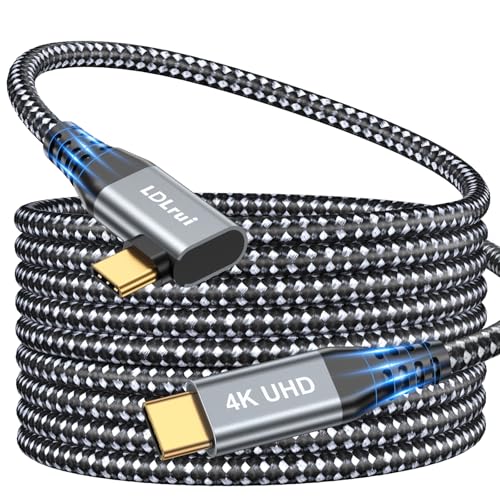 3M USB-C-auf-USB-C 3.2 Gen 2×2 Kabel, 90° Hochgeschwindigkeits-Datenübertragung mit 20 Gbps, 4K60Hz Video und 100W PD3.0 Ladeleitung für Quest 2, iPhone 16, Galaxy S24, PS5, tragbare Monitore, Webcams von LDLrui