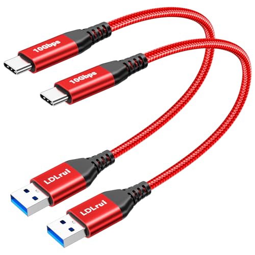 Kurzes USB A auf USB C Kabel 10Gbps Datenübertragung [30cm/0.3M 2Stück], USB Typ C Schnelllade 3.2 Gen 2 Daten- und Stromkabel für MacBook, iPad, Samsung S21/S20/Note 20, Externe Festplatten von LDLrui