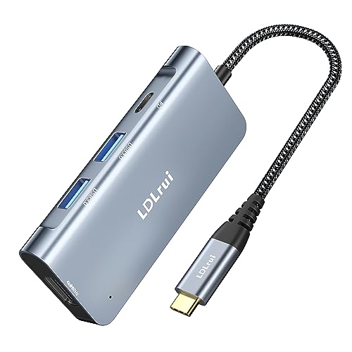 LDLrui USB-C-auf-HDMI-Multiport-Adapter, USB-C-Hub mit 4K @ 60Hz HDMI, 100 W Stromversorgung, 2 USB-A 3.0-Ports, tragbarer HDMI-PD-USB-Port-Extender für MacBook Air, Mac Mini, Switch und Steam Deck von LDLrui