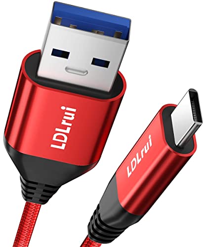 Schnelllade-USB-C-Kabel [2 Stück, 6ft/1.8m/180cm] - 10Gbps Datenübertragung, 60W Power Delivery, kompatibel mit Samsung Galaxy S21/S20/S10, LG G8/G7, PS5 Controller, und mehr - Rot von LDLrui