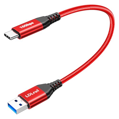 USB A auf C Kabel 30cm/0,3M, 10Gbps USB 3.2 Stecker auf Stecker Typ A auf Typ C Kabel für Datenübertragung kompatibel mit Festplatte, Laptop, DVD Player, USB 3.2 Hub, SSD, Kamera, Set Up Box - Rot von LDLrui