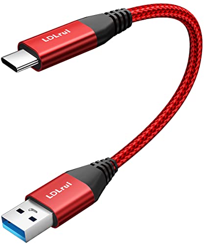 USB A auf C Kabel 30cm/0,3M, 10Gbps USB 3.2 Stecker auf Stecker Typ A auf Typ C Kabel für Datenübertragung kompatibel mit Festplatte, Laptop, DVD Player, USB 3.2 Hub, SSD, Kamera, Set Up Box - Rot von LDLrui