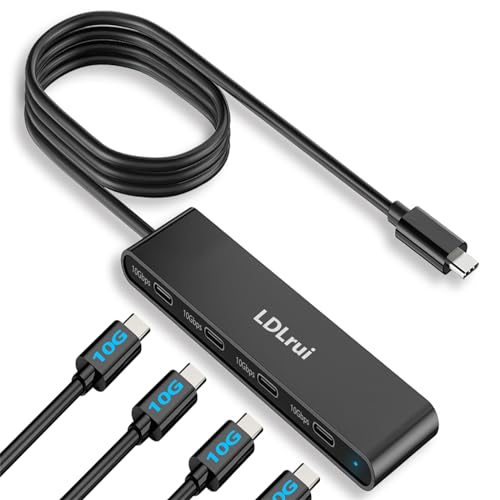 USB C Hub 4Ft langes Kabel,10Gbps Datenübertragung [Kein Laden&Video] USB C zu USB C Hub,4-Port USB C 3.2 Extender für MacBook Air/Pro,Mac Mini,iMac,Dell XPS,Desktop,iPhone 15 Pro/Pro Max von LDLrui