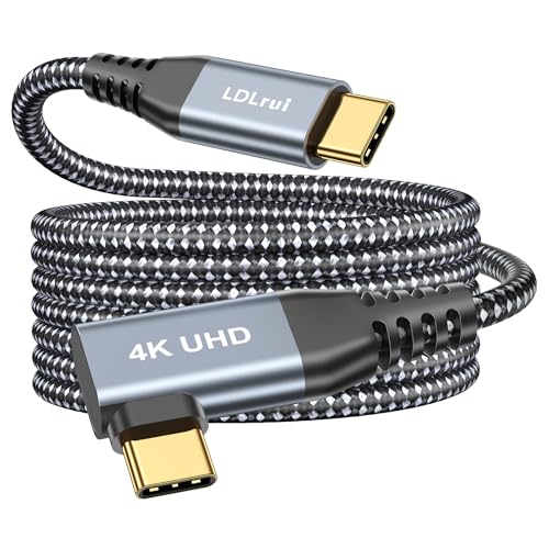 USB C Monitor Kabel 1.8m USB C zu USB C Video Kabel Rechter Winkel[4K HDR], LDLrui USB 3.2 Gen 2×2 20Gbps Datenübertragung 100W PD Typ C Schnellladekabel für Galaxy S21,MacBookPro, Dell/LGUSB-CMonitor von LDLrui