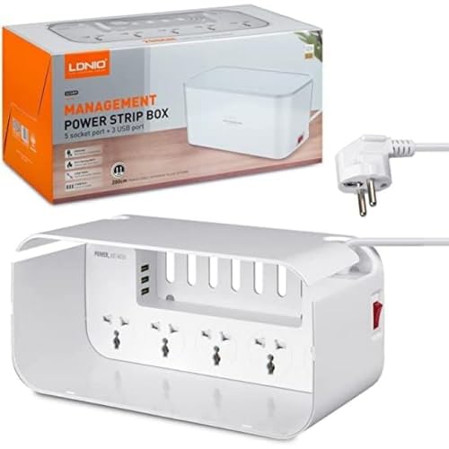 Steckdosenleiste mit 5 AC-Steckdosen, 3X USB, LDNIO SE5334, 2m (weiß) von LDNIO