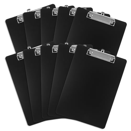 LDXDRU 10er Pack A4 Klemmbrett Schreibbrett mit Metalklemme, Schwarz, Kunststoff, A4, 22x31.5cm, Clipboard von LDXDRU