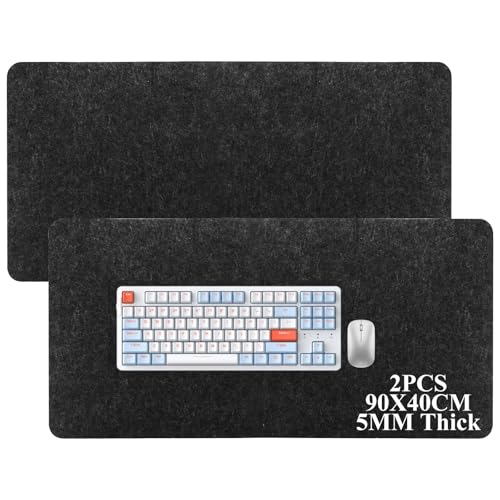 LDXDRU Filz-Schreibtischunterlage, 90 x 40 cm, 5 mm dick, grau, großes Mauspad, Computer-Schreibtischunterlage, Tastaturunterlage für Laptop, Heimbüro, 2 Stück LDXDRU Filz-Schreibtischunterlage, 90 x 40 cm, 5 mm dick, grau, großes Mauspad, Computer-Schreibtischunterlage, Tastaturunterlage für Laptop, Heimbüro, 2 Stück von LDXDRU