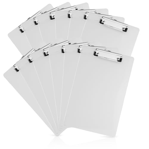 LDXDRU Kunststoff-Klemmbretter, 12 Stück, 21,6 x 27,9 cm, weiß, Standard-A4-Klemmbrett, Kunststoff-Klemmbrett, mit niedrigem Profil-Clip, für Geschäft, Büro, Schule und Heimbedarf von LDXDRU