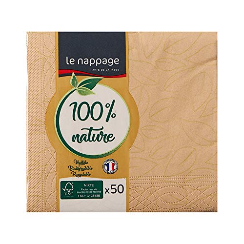 LE NAPPAGE ARTS DE LA TABLE Napage 50 Servietten aus Watte 25 x 24 cm, 3-lagig, Beige FSC Zellulose, 48724110G von LE NAPPAGE ARTS DE LA TABLE