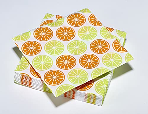 Le Nappage 30 Servietten aus Watte 33 x 33 cm, 3-lagig, Zitrusfrüchte, Zellulose, 33 x 33 cm von Le Nappage