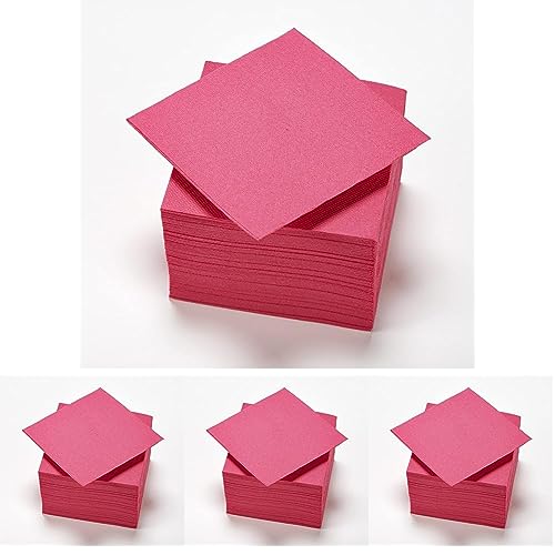 Le Nappage - Papierservietten Tex Touch - Farbe Pink - FSC®-zertifizierte Servietten - Recycelbar und biologisch abbaubar - Packung mit 50 pinken Servietten Größe 24 x 24 cm (Packung mit 4) von Le Nappage