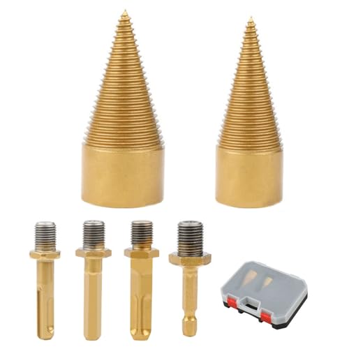 Brennholzbohrer-Set, Holzspalter, Bohrer, abnehmbare elektrische Holzbohrer, Schraubkegelschraubendreher, quadratisch, rund, 32/42 mm von LEADSDGE