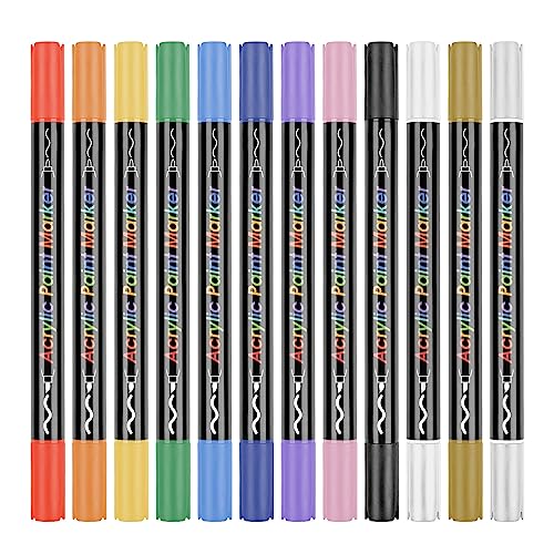 Farbstifte für Steinmalerei, 12 Stück, wasserfeste Stifte für Glasmalerei, Kunst, Zeichnen, runde Spitze, Farbmarker-Set von LEADSDGE