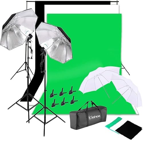 LEADZM Hintergrund Fotostudio Set, Greenscreen Set 2Mx3M Fotoschirm Fotoleinwand Fotografie Lampenstativ Greenscreen mit 135W LED Fotolampe von LEADZM