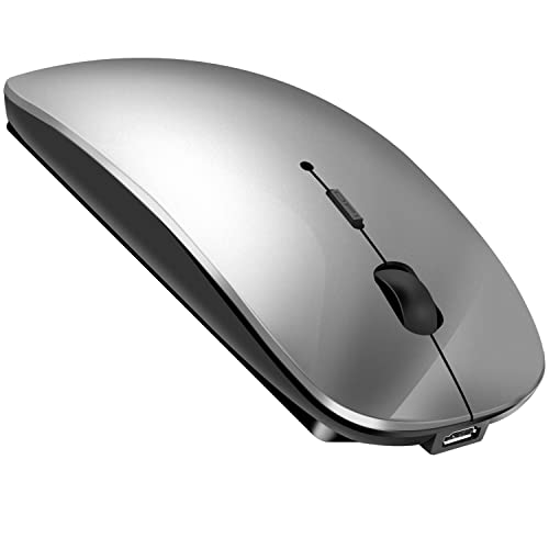 LEAPEST Kabellose Bluetooth-Maus für MacBook Pro/Air/Mac/iPad/Laptop/Desktop/Mac/PC/Computer/Telefon, tragbar, schlank, leise, Büro-Maus mit USB-C-Adapter, 2,4 GHz USB-Maus (Schwarzgrau) von LEAPEST