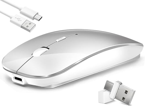LEAPEST Kabellose Maus für Laptop, Bluetooth-Maus mit DREI Modi (Bluetooth 5.2+ USB-A & USB-C Empfänger) - Kompatibel mit TypeC & USB Port Geräten/MacBook Pro/Air/Mac/iPad/Chromebook/Computer von LEAPEST