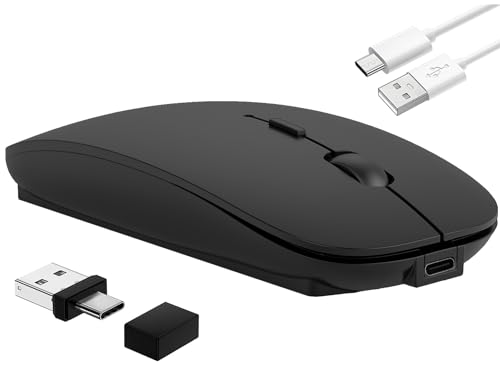 LEAPEST Kabellose Maus für Laptop - Bluetooth 5.2 Maus mit drei Modi (Bluetooth & USB-A/C Empfänger) - Kompatibel mit TypeC & USB Port Geräten/MacBook Pro/Air/Mac/iPad/Chromebook/Computer von LEAPEST
