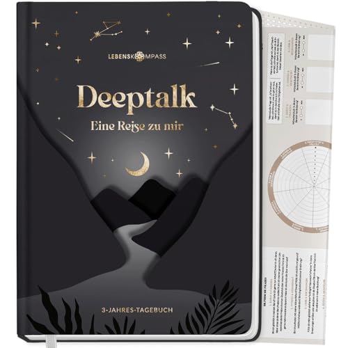 Lebenskompass® 3 Jahres Tagebuch für Erwachsene - Deeptalk Eine Reise zu mir Selbst NIGHT One line a day - für Erinnerungen, Reflexion und Achtsamkeit - DIN A5 Hardcover von LEBENSKOMPASS