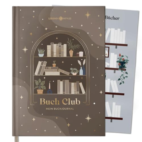LEBENSKOMPASS® Buchclub - Das Lesetagebuch & Book Journal WALNUT - Hardcover DIN A5 Tagebuch für Erwachsene - Book Club Reading Bullet Journal Tracker - Booktok von LEBENSKOMPASS