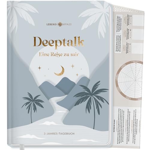 Lebenskompass® 3 Jahres Tagebuch für Erwachsene - Deeptalk Eine Reise zu mir Selbst SEASIDE One line a day - für Erinnerungen, Reflexion und Achtsamkeit - DIN A5 Hardcover von LEBENSKOMPASS