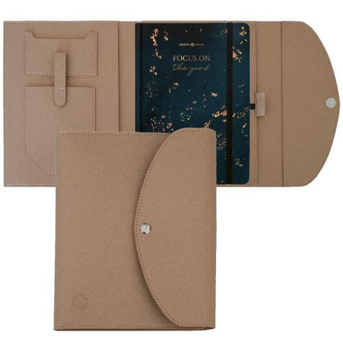 Lebenskompass Buchhülle A5 im edlen Design von "Beige" - Buchtasche & Book Sleeve Bag aus veganem Leder (PU) Für Kalender DIN A5 & als Geschenk für Buchliebhaber von LEBENSKOMPASS