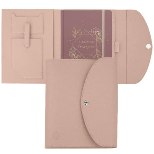 Lebenskompass Buchhülle A5 im edlen Design von "Rosa" - Buchtasche & Book Sleeve Bag aus veganem Leder (PU) Für Kalender DIN A5 & als Geschenk für Buchliebhaber von LEBENSKOMPASS