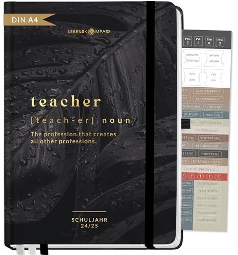 Lebenskompass Lehrerkalender 2024 2025 DIN A4 ”NACHT” Hardcover Schulplaner für die Unterrichtsvorbereitung - idealer Planer für Lehrerinnen und Lehrer von LEBENSKOMPASS