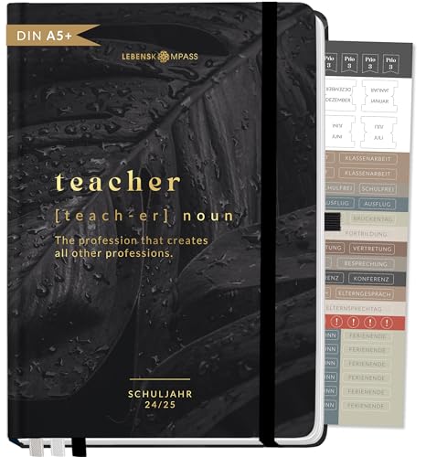 Lebenskompass Lehrerkalender 2024 2025 DIN A5+ ”NACHT” Hardcover Schulplaner für die Unterrichtsvorbereitung - idealer Planer für Lehrerinnen und Lehrer von LEBENSKOMPASS