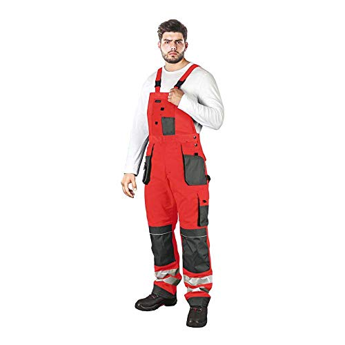 Leber & Hollman Herren Arbeits-Latzhose LH-FMNX-B, 100% Polyester 270 g/m2, Taschen für Knieschoner, reflektierende Streifen an den Hosenbeinen Leber & Hollman Herren Arbeits-Latzhose LH-FMNX-B, 100% Polyester 270 g/m2, Taschen für Knieschoner, reflektierende Streifen an den Hosenbeinen von LEBER & HOLLMAN