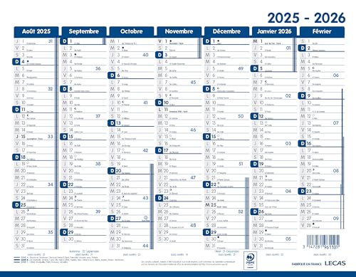 LECAS - 1 klassischer Schulwandkalender – Format 27 x 21 cm – August 2025 bis September 2026 LECAS - 1 klassischer Schulwandkalender – Format 27 x 21 cm – August 2025 bis September 2026 von LECAS