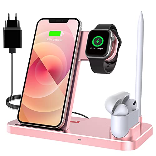 Wireless Charger, Induktive Ladestation mit 18W Fast Adapter, 4 in 1 Kabelloses Ladegerät Kompatibel mit iPhone 14/14 plus/14 Pro max/13/12/11/X/8, Apple Watch Ultra/8/7/6/SE/5/4/3, Air Pods Pro 2/1 Wireless Charger, Induktive Ladestation mit 18W Fast Adapter, 4 in 1 Kabelloses Ladegerät Kompatibel mit iPhone 14/14 plus/14 Pro max/13/12/11/X/8, Apple Watch Ultra/8/7/6/SE/5/4/3, Air Pods Pro 2/1 von LECHLY