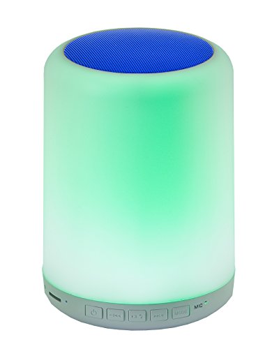 LED-Highlights Led Stimmungslicht Bluetooth Lautsprecher 16 Farben 9,5 x 14,5cm Tischlampe mit Bluetooth Lautsprecher Outdoor Lautsprecher Lampe Musikbox Lampe Bluetooth Box (Blau) von LED-Highlights