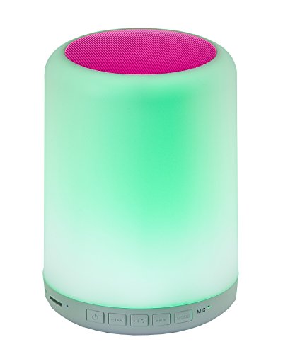 LED-Highlights Led Stimmungslicht Bluetooth Lautsprecher 16 Farben 9,5 x 14,5cm Tischlampe mit Bluetooth Lautsprecher Outdoor Lautsprecher Lampe Musikbox Lampe Bluetooth Box (Pink) von LED-Highlights