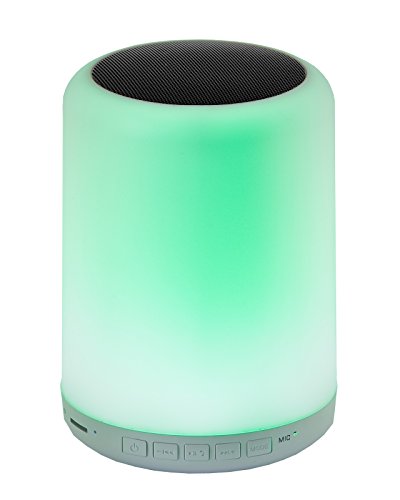 LED-Highlights Led Stimmungslicht Bluetooth Lautsprecher 16 Farben 9,5 x 14,5cm Tischlampe mit Bluetooth Lautsprecher Outdoor Lautsprecher Lampe Musikbox Lampe Bluetooth Box (Schwarz) von LED-Highlights