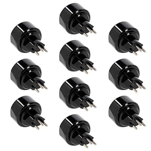 10er Set LED Universum Reiseadapter für Schutzkontakt-/Euro-Stecker (Typ F) auf Schweiz Liechtenstein Steckdose (Typ J) - schwarz | Reisestecker Steckdosenadapter 1508642 von LED Universum